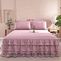 WWQQ Falda De Cama De Microfibra con Volantes 150x200cm-180x200cm Cubrecamas Volantes SáBanas Colchas Bedding Ruffled…